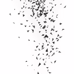 a large cluster of black triangles in the air