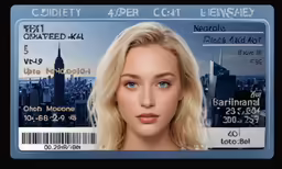 close up of id card with city skyline