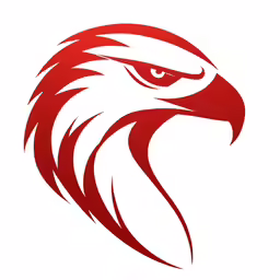 a red eagle emblem is shown