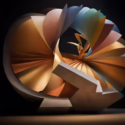 an artistic sculpture with various colors and shapes
