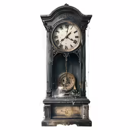 an antique grandfather clock with ornate metal detail