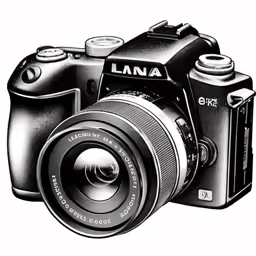 black and white photograph of a camera