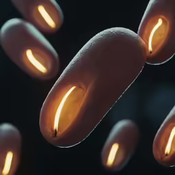 there is one light in the middle of several large objects