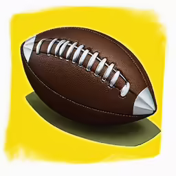 an american football on yellow and white, by a drawing