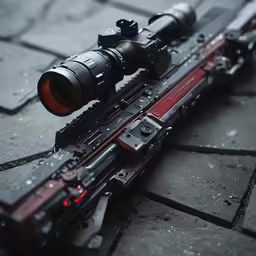 a close up shot of a rifles scope
