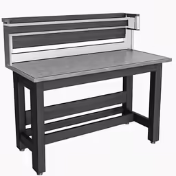 a black bench that is on display with a white back ground