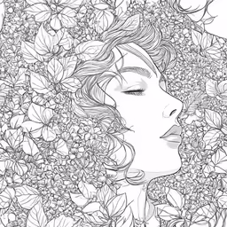 the face of a woman surrounded by lots of flowers