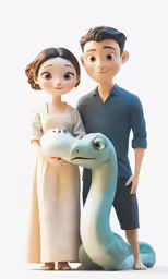 a couple figurine in a dress holding a baby