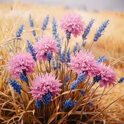 a group of flowers are in the grass