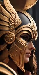 a woman wearing a helmet and large wings