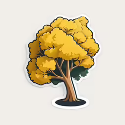 a sticker of a tree with yellow leaves