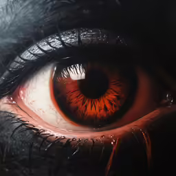 eye macro on close up image of red eye