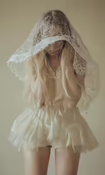 a woman with a veil on her head