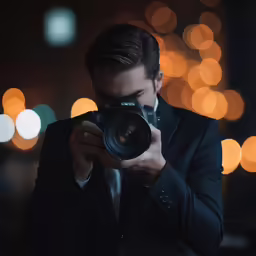 a man takes a photo with his camera