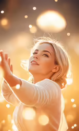 the woman is practicing her hand yoga exercise