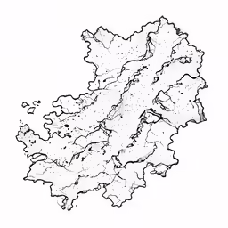 a map of the island with lines drawn on it