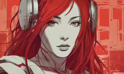 a woman with headphones on her ears