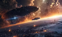 the large spaceships have arrived to meet up in the space together