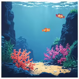 a fish in the sea with another fish on the ocean floor