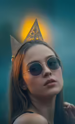 girl wearing sunglasses and a cat ears hat