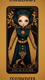 a little doll with an overcoat and a hood in the form of a card
