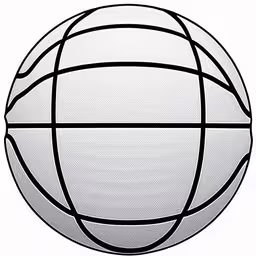 a basketball with no net is on a white surface,a basketball ball with black and white lines,a white volleyball ball that has a black line running down it,a black and white photo of a basketball ball,a white basketball with a black outline on it