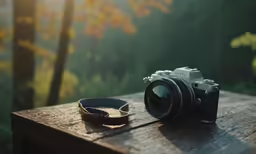 a small camera on top of a wooden table