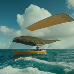 a big sail boat floating on a big body of water