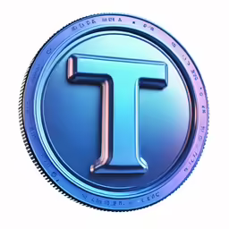 a silver coin with the letter t in the center
