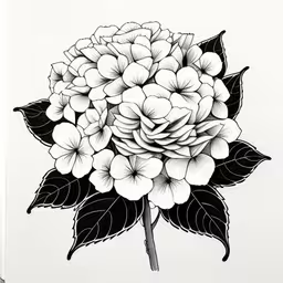 black and white flowers are sitting on a notebook,a black and white flower with leaves on a white background