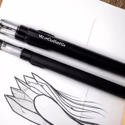 two pen sitting on top of a piece of paper