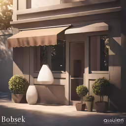 an outdoor light shade in a corner with potted plants