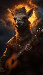 an illustration with a goat playing a guitar