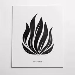 a black and white picture of a lotus plant on a wall