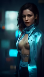 a girl posing shirtless in an almost nude setting