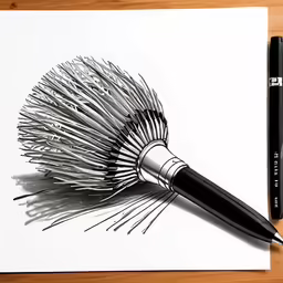 an artfully - drawn brush with black ink