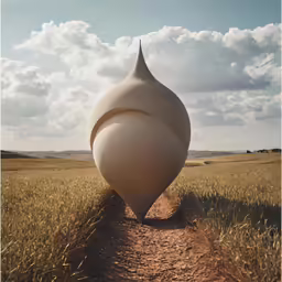a big white sculpture standing in the middle of the desert