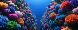 there is a colorful coral reef beneath the water