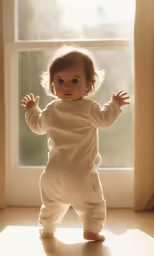 a little girl looking out of the window