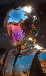 a shiny looking helmet with a blue tongue