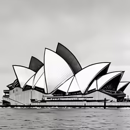 the sydney opera is sitting next to the water