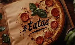 a pizza on top of a pan topped with tomatoes