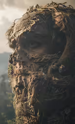 a person with long dread locks and trees around his neck