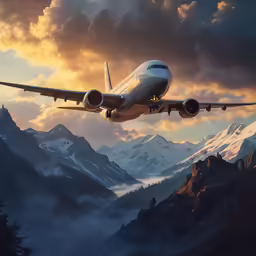 there is a plane flying in the air