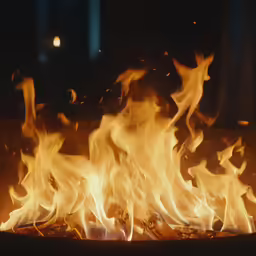 a blazing fire with its flames blazing down the middle of it