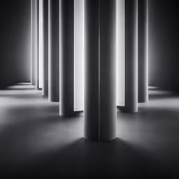 a row of white pillars sitting next to each other