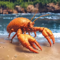 there are two large lobsters on the beach