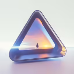 man standing inside the triangle shaped triangle