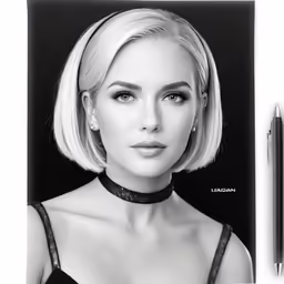 a model with blonde hair and a black choker on