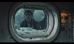the man looks into a window in a snow - covered room
